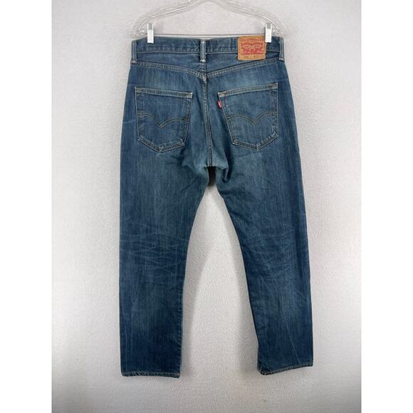 LEVIS Jeans Mens 32x32 501 Slim Fit Straight Leg Denim Wash Cotton Blue - Picture 2 of 14